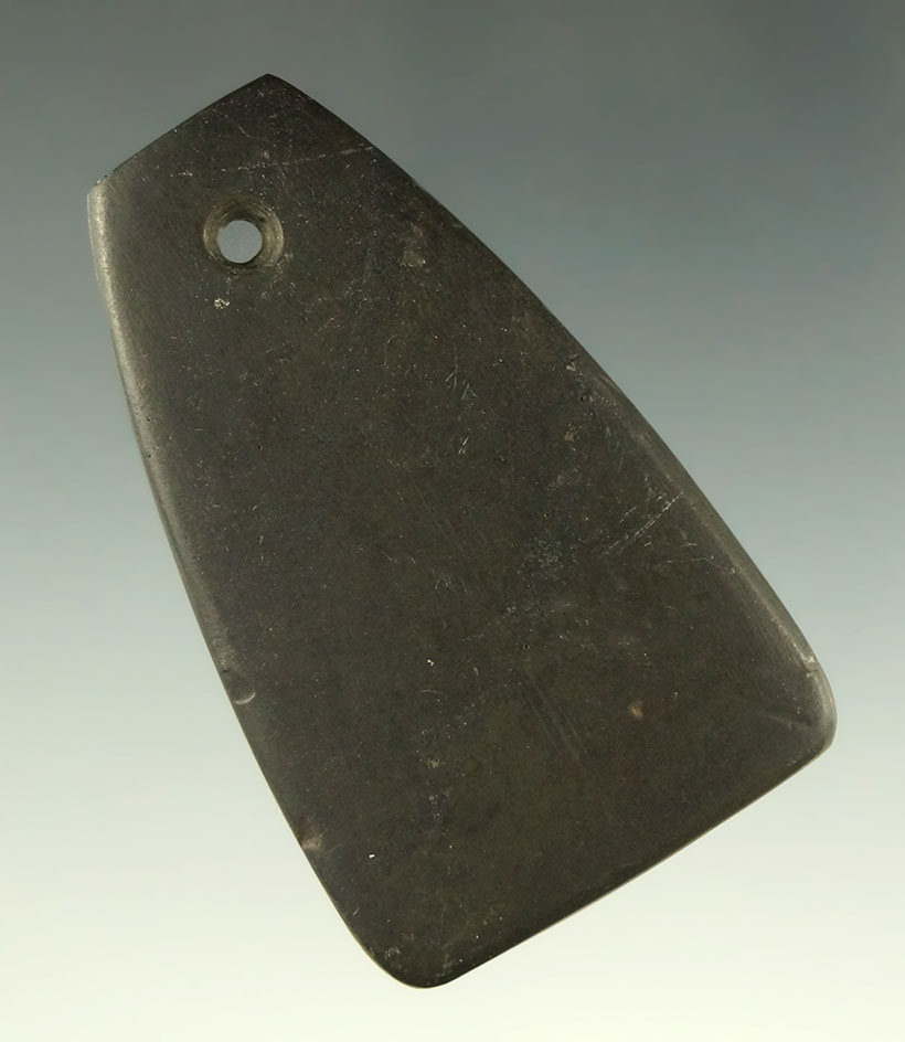 2 1/4" Hopewell Miniature Trapezoidal Pendant, Union Co., Ohio. Ex. Meuser, Hooks, Harding.