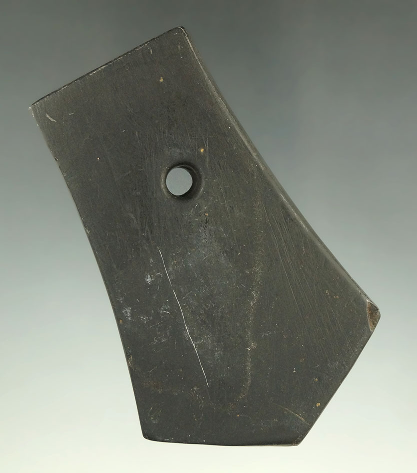 3 1/4" Pentagonal Pendant made from Black and Gray Banded Slate, found in Ohio. 2 COA's.