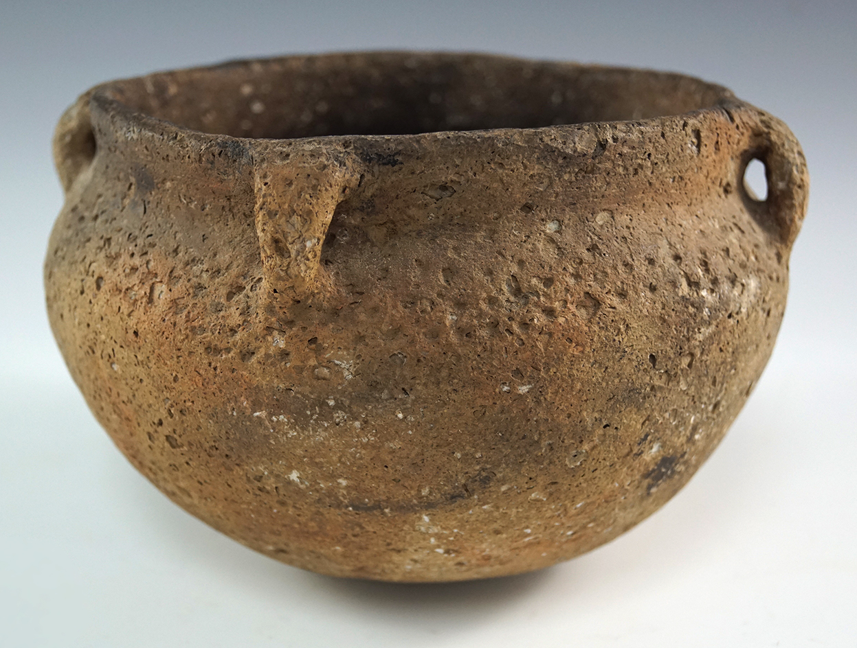 Rare 6 1/2" Late Woodland Pot with a Bird Bone Awl recoverd together in  Hocking Co., Ohio.