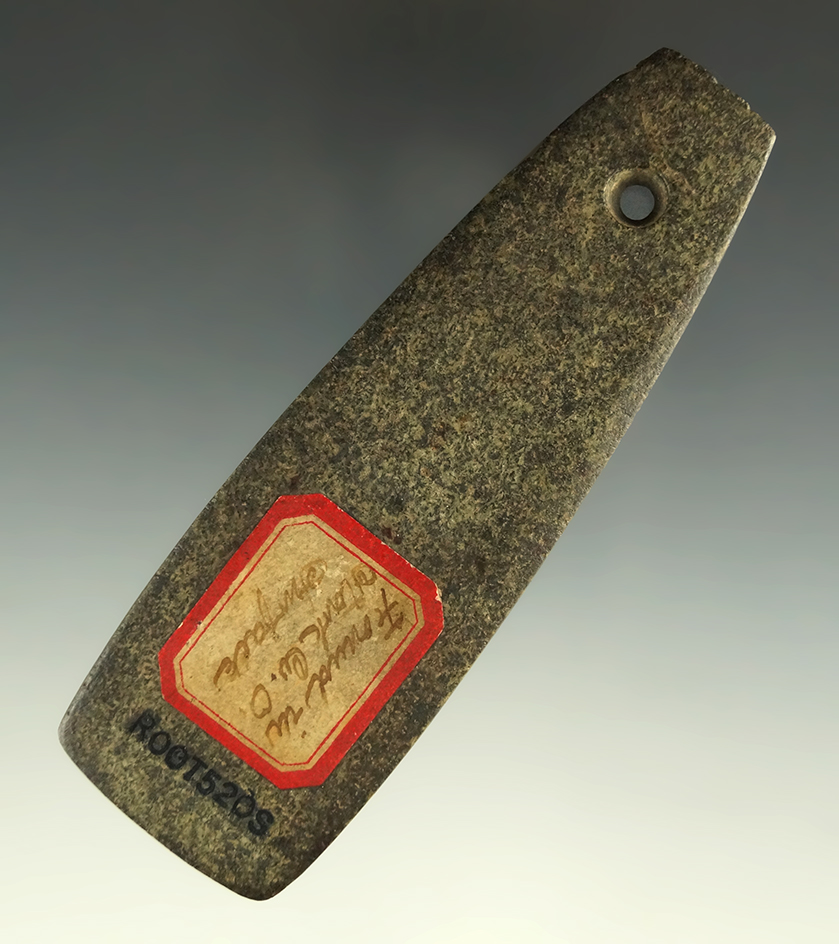 4 3/8" Hopewell Trapezoidal Pendant with a nicely fringed top,  Stark Co., Ohio. Ex. Raymond Vietzen