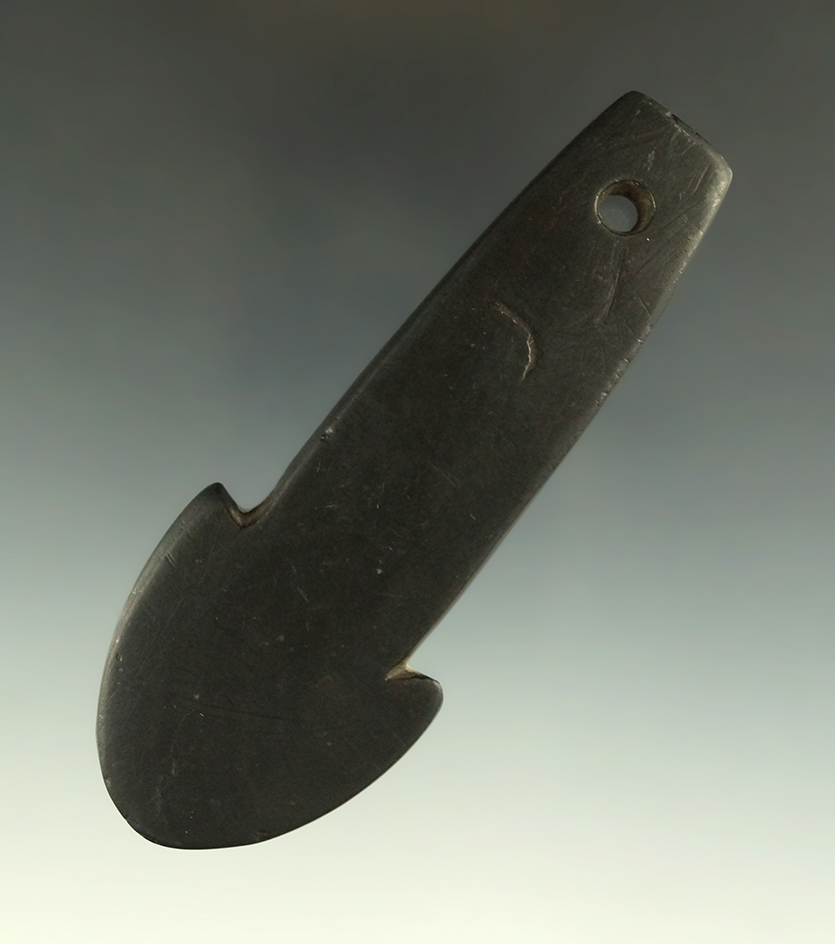 4 1/16" Adena Anchor Pendant- Auglaize Co., Ohio. Ex. Dr. Gordon Meuser Collection, Pictured.