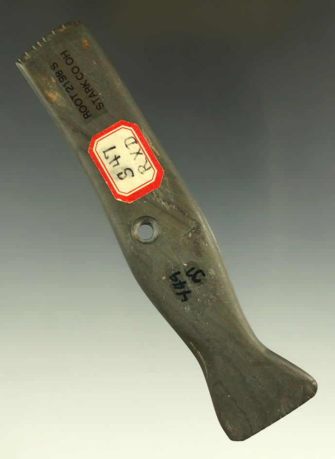 Ex. Dilley - Pictured! 4 1/2" Hopewell Effigy Pendant with nice tallies, found in Stark Co., Ohio.