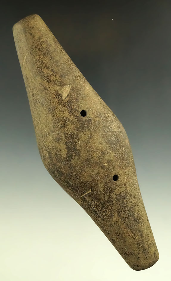 5 5/8" Adena Expanded Center Gorget found in Ross Co., Ohio. Ex. Royer, Shipley, Wilkins, Brooks.