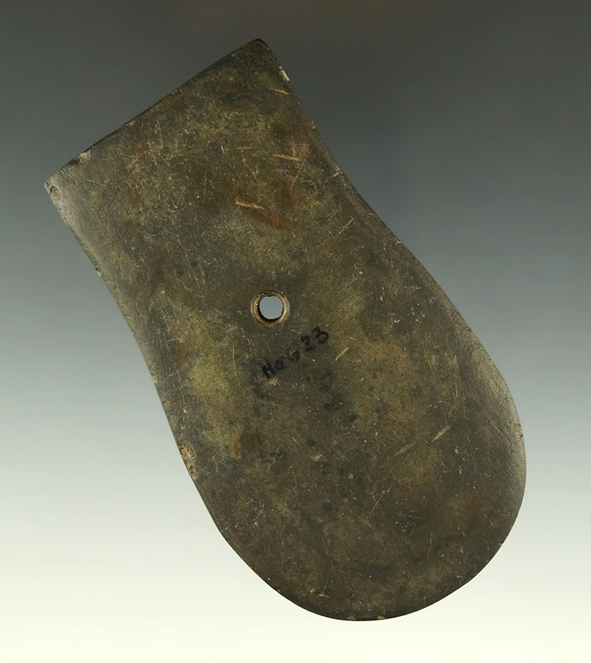 3 11/16" Adena Keyhole Pendant, Ross Co., Ohio. Ex. Dr. M.E. Hawes Collection, #HAG23. Pictured!