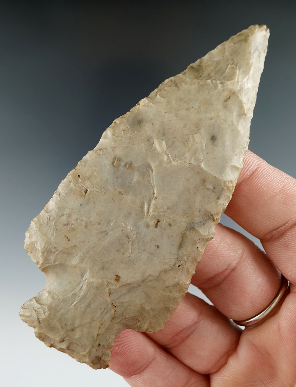 3 3/4" Flint Ridge Flint Hopewell found on the Dale farm, Penn Yan, Yates Co., New York.