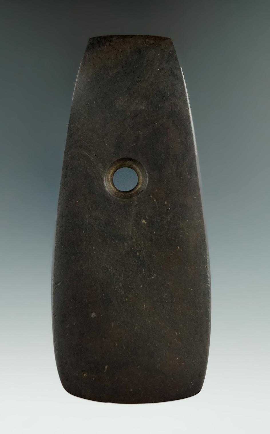 4 11/16 Adena Pendant found on the Newton farm near Norwich, Chenango Co., New York.