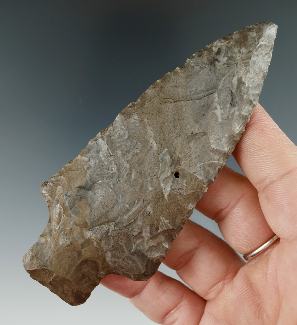 4 1/4" Genesee made from Onondaga Flint found in 1979 between Simcoe and Brandtfield, NY.