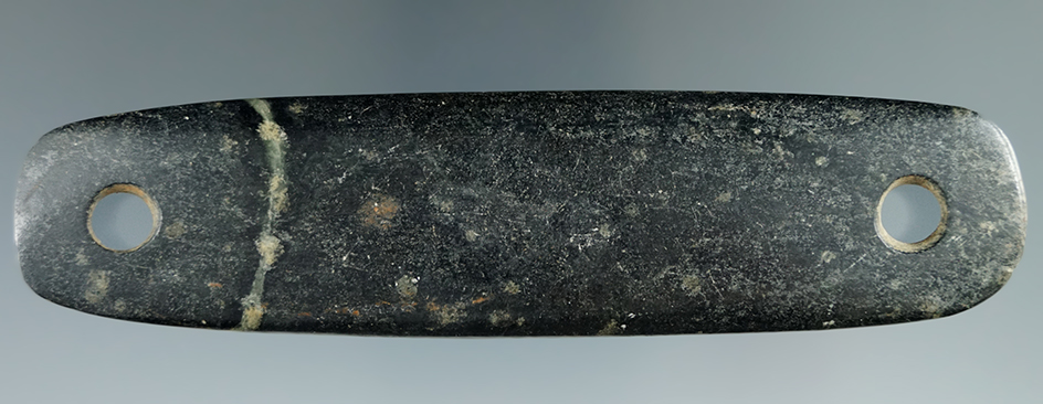 5" Gorget  found on the east side of the Genesee River near Belfast, Allegheny Co., New York.