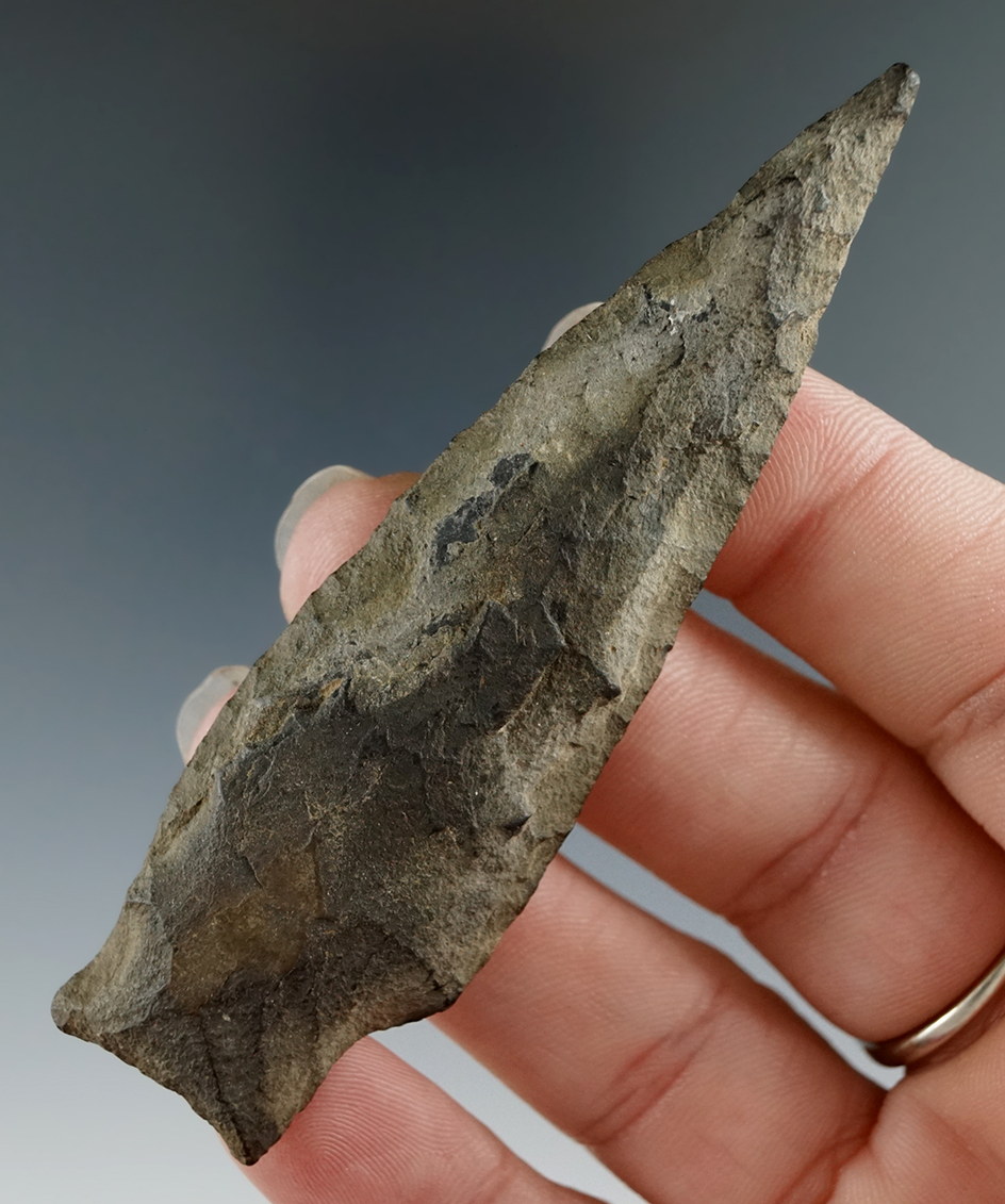 3 3/8" Orient made from indurated shale found in Chemung Co., New York.