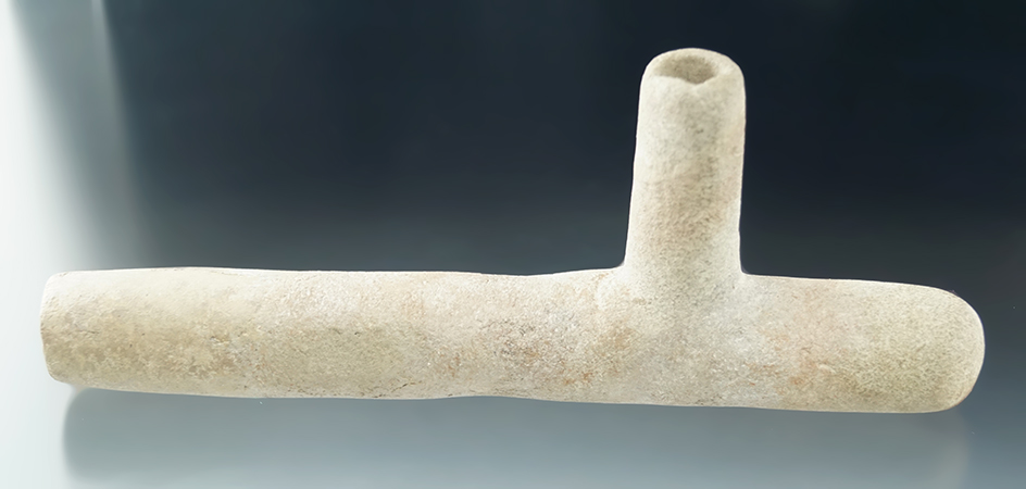 Exceptionally rare style! Large 8 1/8" Modified Adena Blocked  End Tube Pipe - Seneca Co., NY