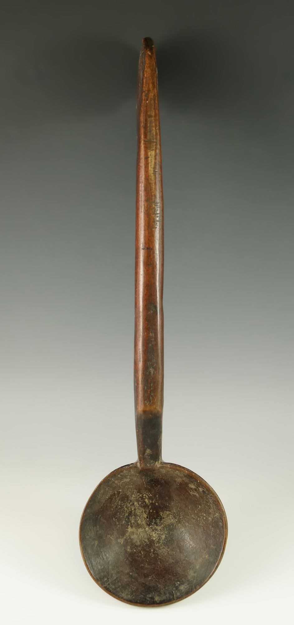 Old and nice! Hand carved, well patinated 16 3/4" long Iroquois wooden spoon from New York.