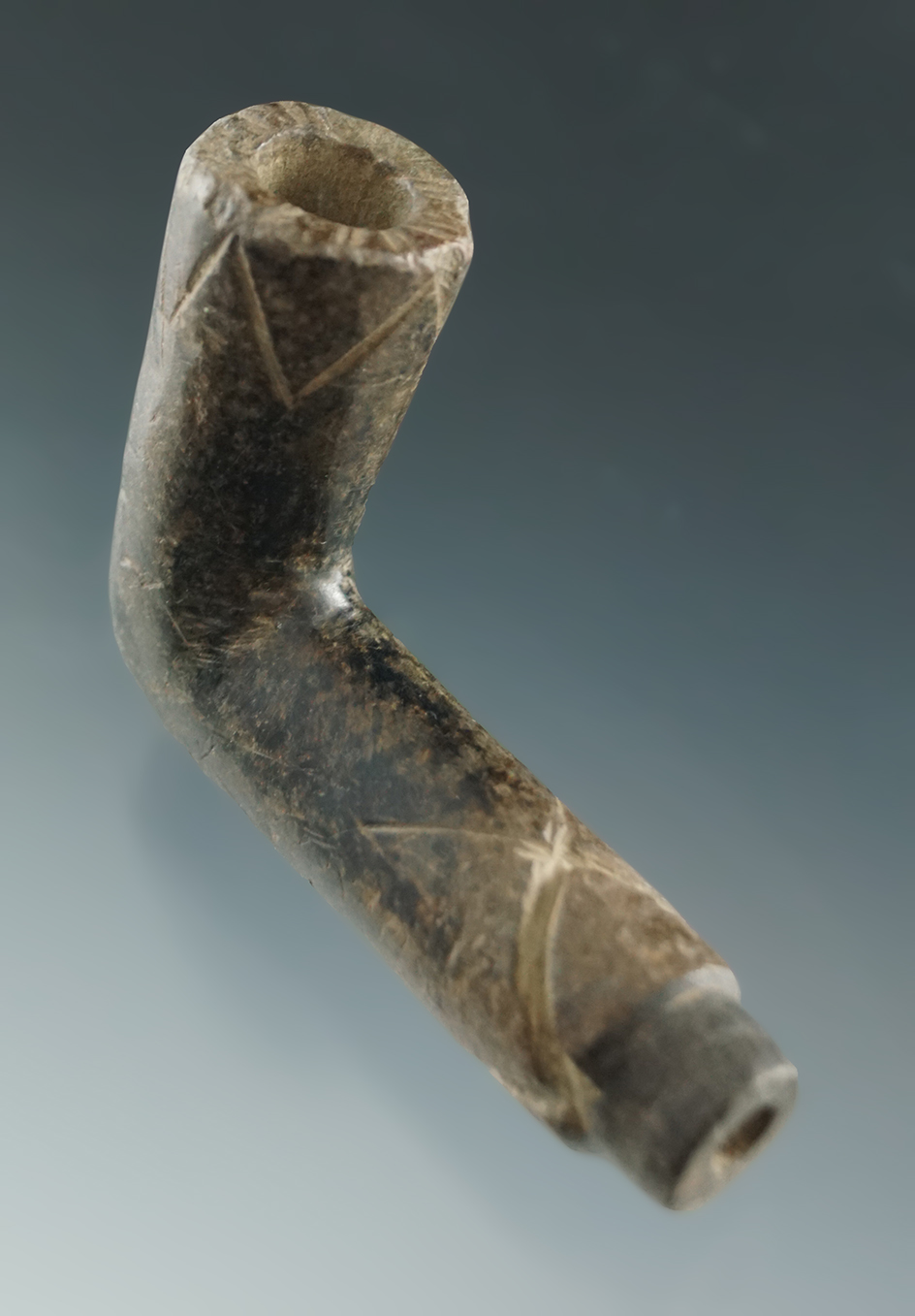 2 1/2" Steatite Pipe was very nice incised line engravings found in New York.