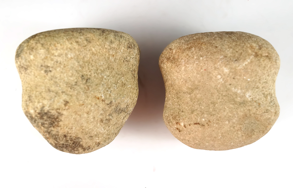 Pair of Full Groove Hammerstones both found in Miami Co., Ohio.  Both are about 2 3/4".