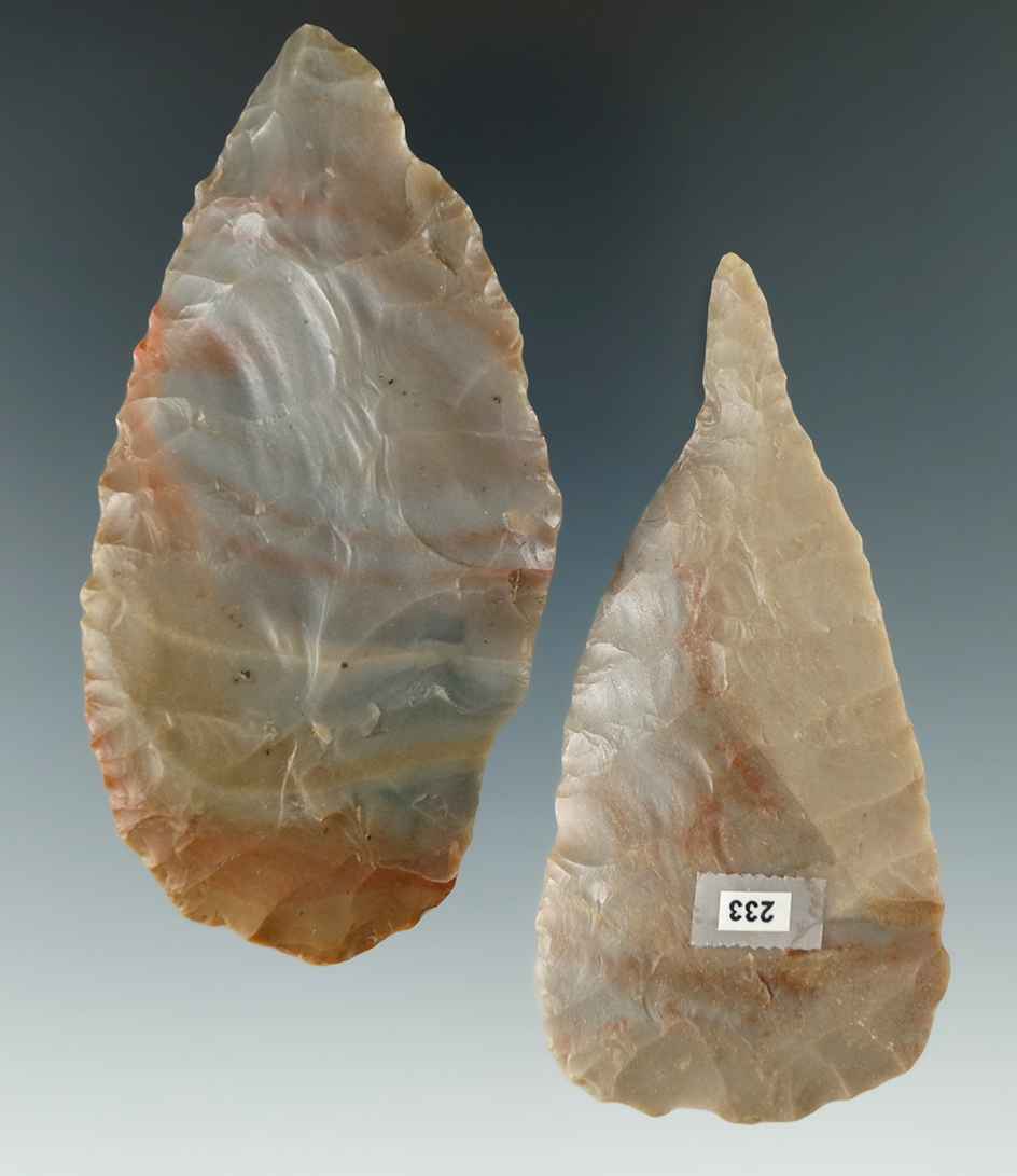 Pair of Blades, one with a drill and, made from Carter Cave Flint found in southern Ohio.