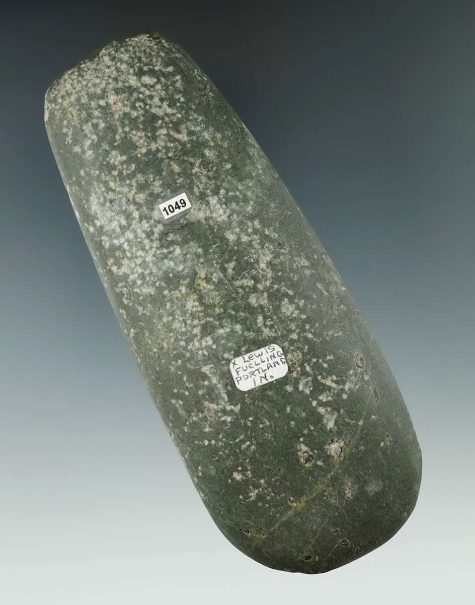 Nice use polish and deposits on this 5 9/16" Celt found in Portland, Indiana.  Ex. Lewis Fuelling.