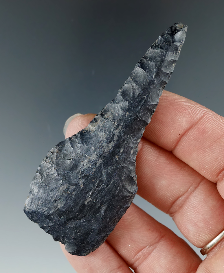 2 15/16" Expanded Base Drill made from Coshocton Flint. Found in Coshocton Co., Ohio.