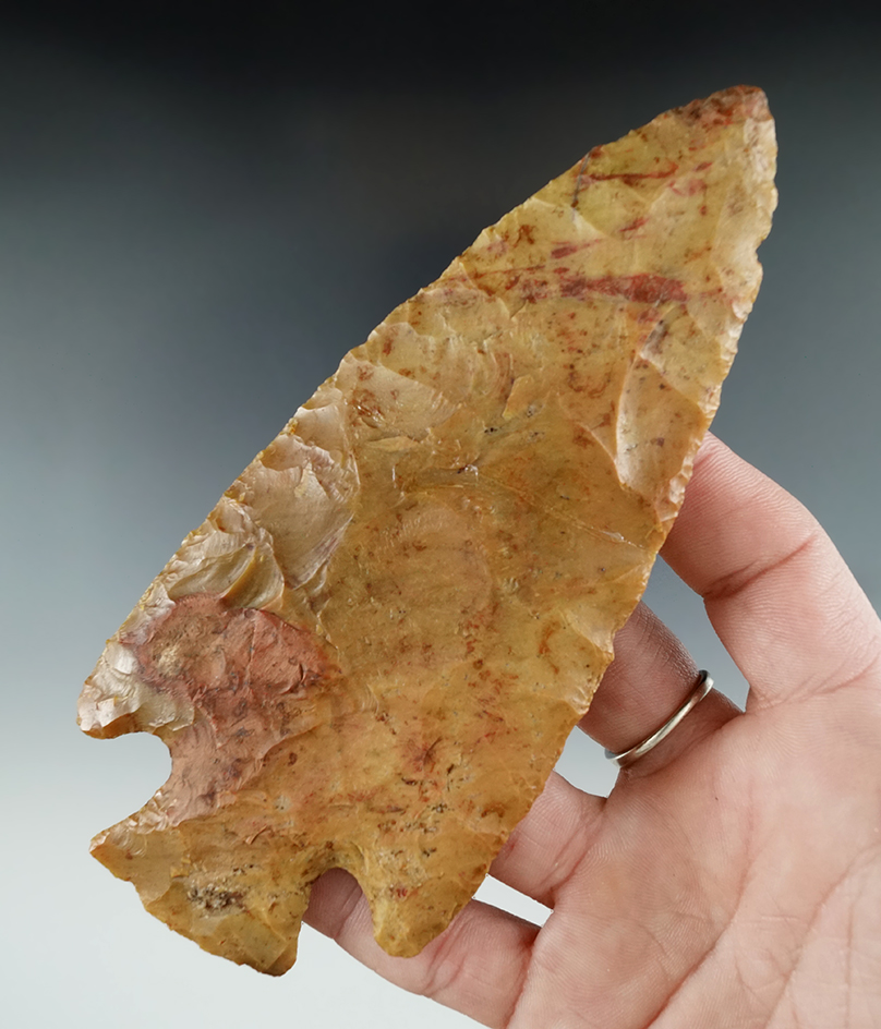 5 7/16" Hopewell made from beautiful material that has been broken and glued, Alabama.