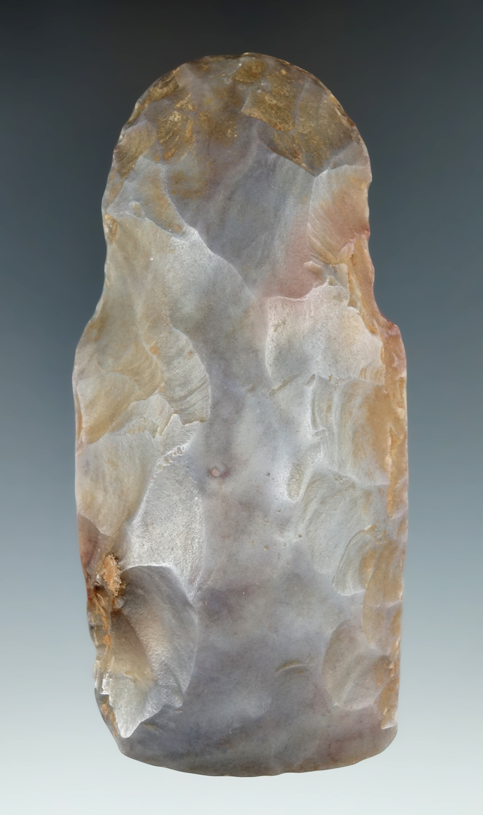 Colorful 5" African Neolithic Notched Celt found in the Northern Sahara Desert Region.