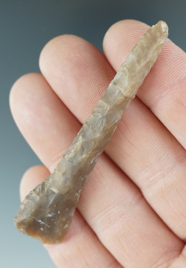 2 7/8" Drill made from tan and brown Agate. Found near the Columbia River, Oregon.