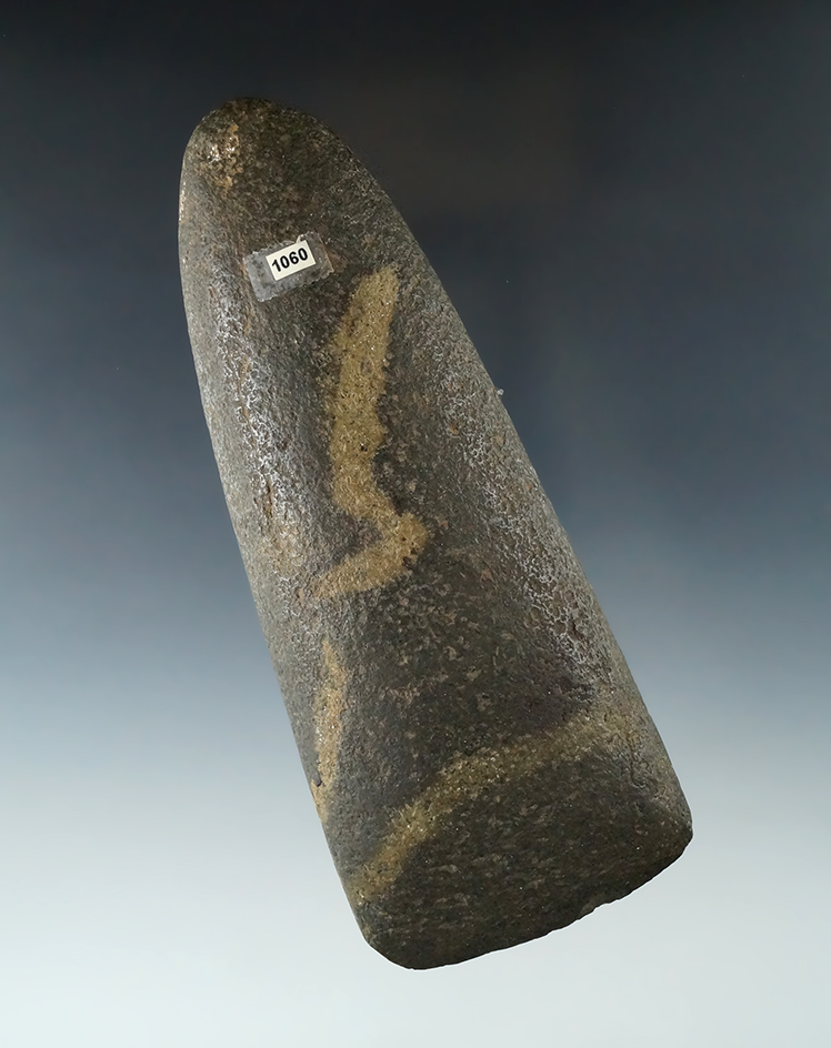 Nicely patinated 5 3/4" Long Tapered Poll Celt in very nice condition, found in Shelby Co., Ohio.