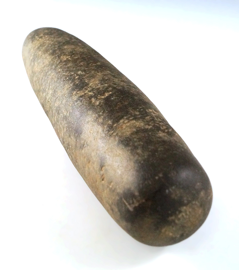 Heavy patina on this nicely styled 10 3/8" Roller Pestle found in Mercer Co., Ohio.