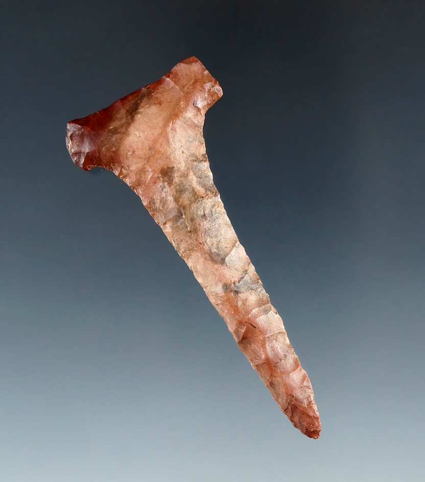 3" Big Sandy Drill made from beautiful multi-colored red Flint Ridge Flint, found in Ohio.