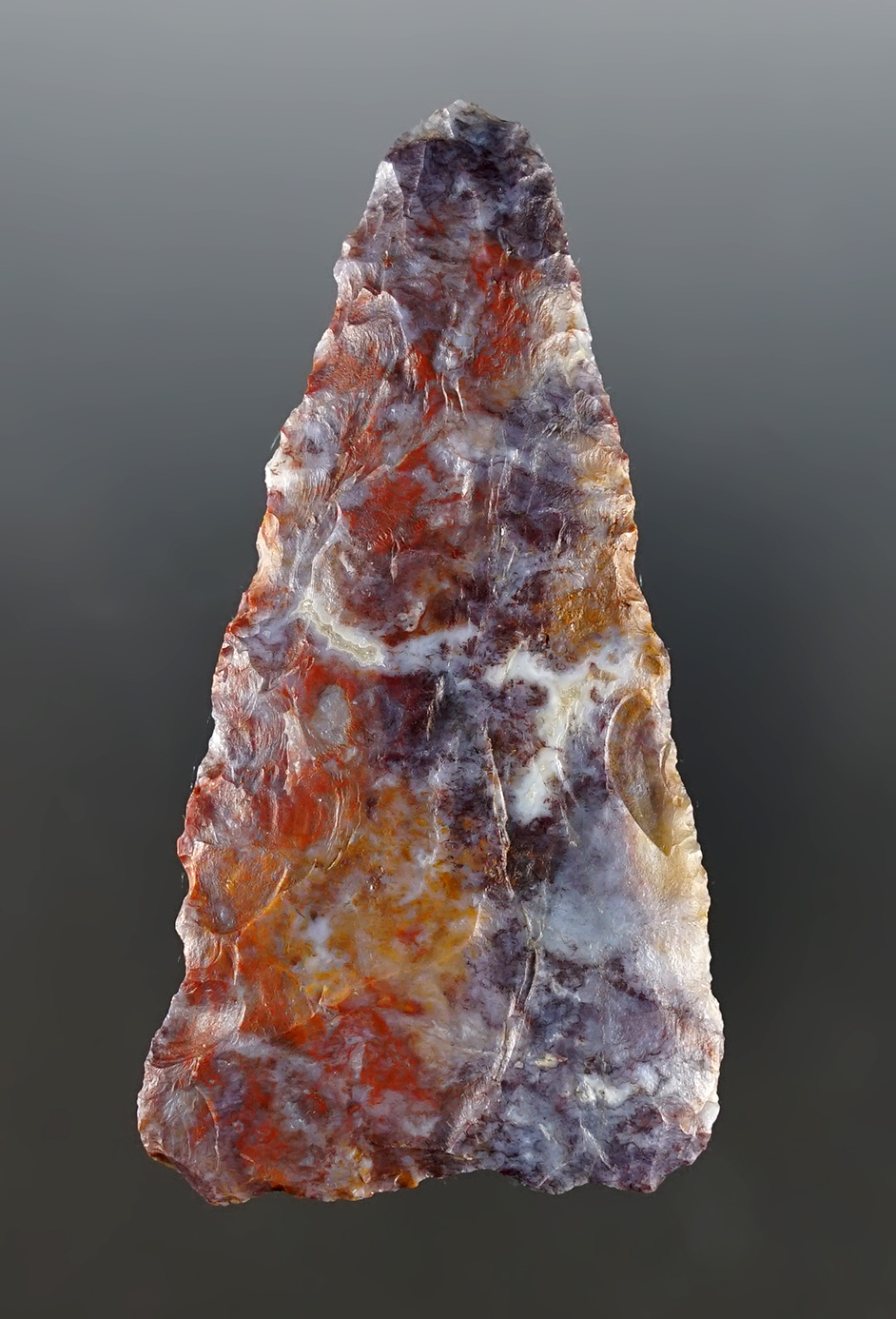 Exceptional color on this 3 5/16" Atlatl Valley Triangular Knife - Oregon/Washington area.