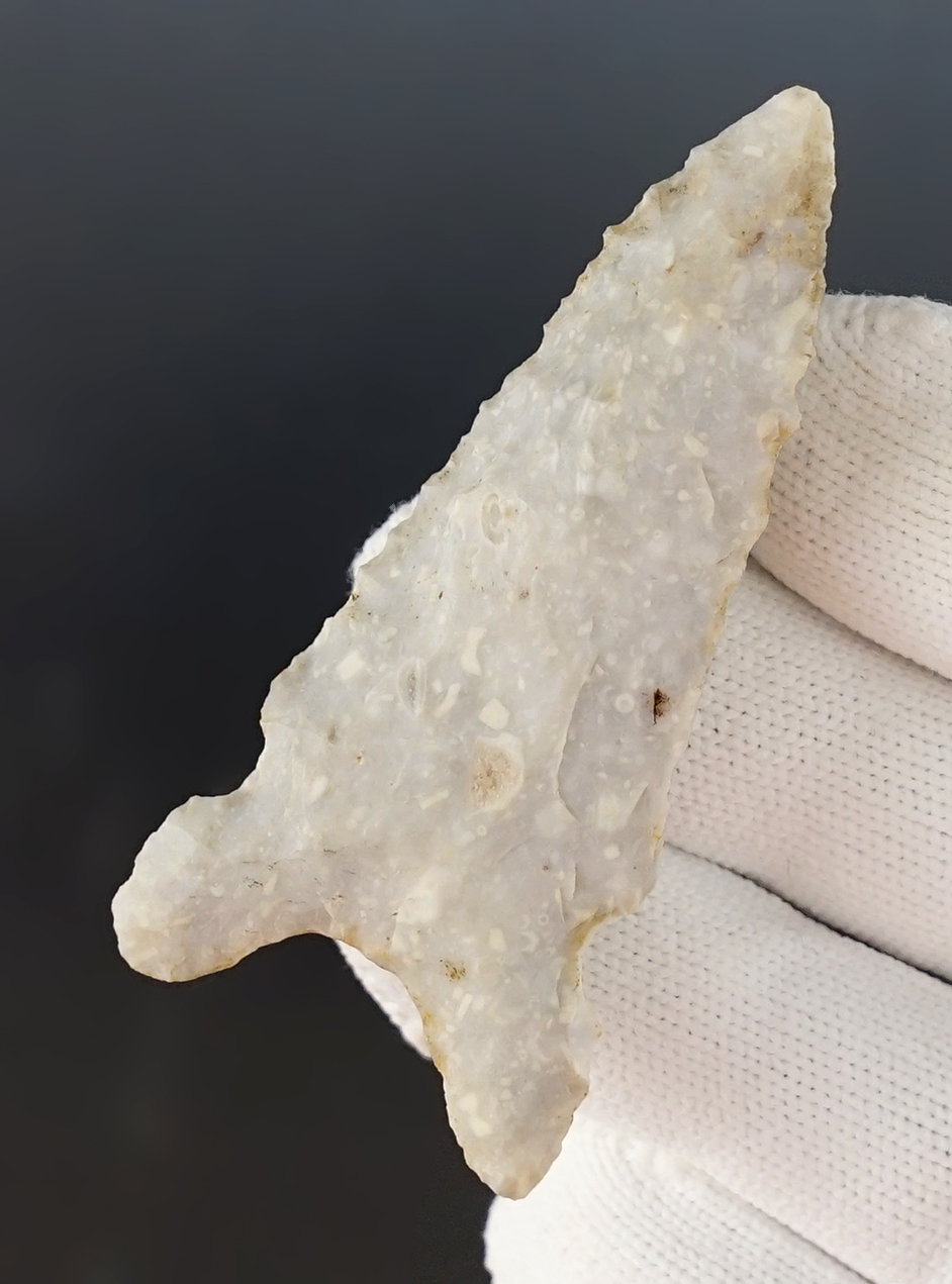 Well styled 2 5/8" Graham Cave made from Crescent Quarry Chert. Found in Illinois.