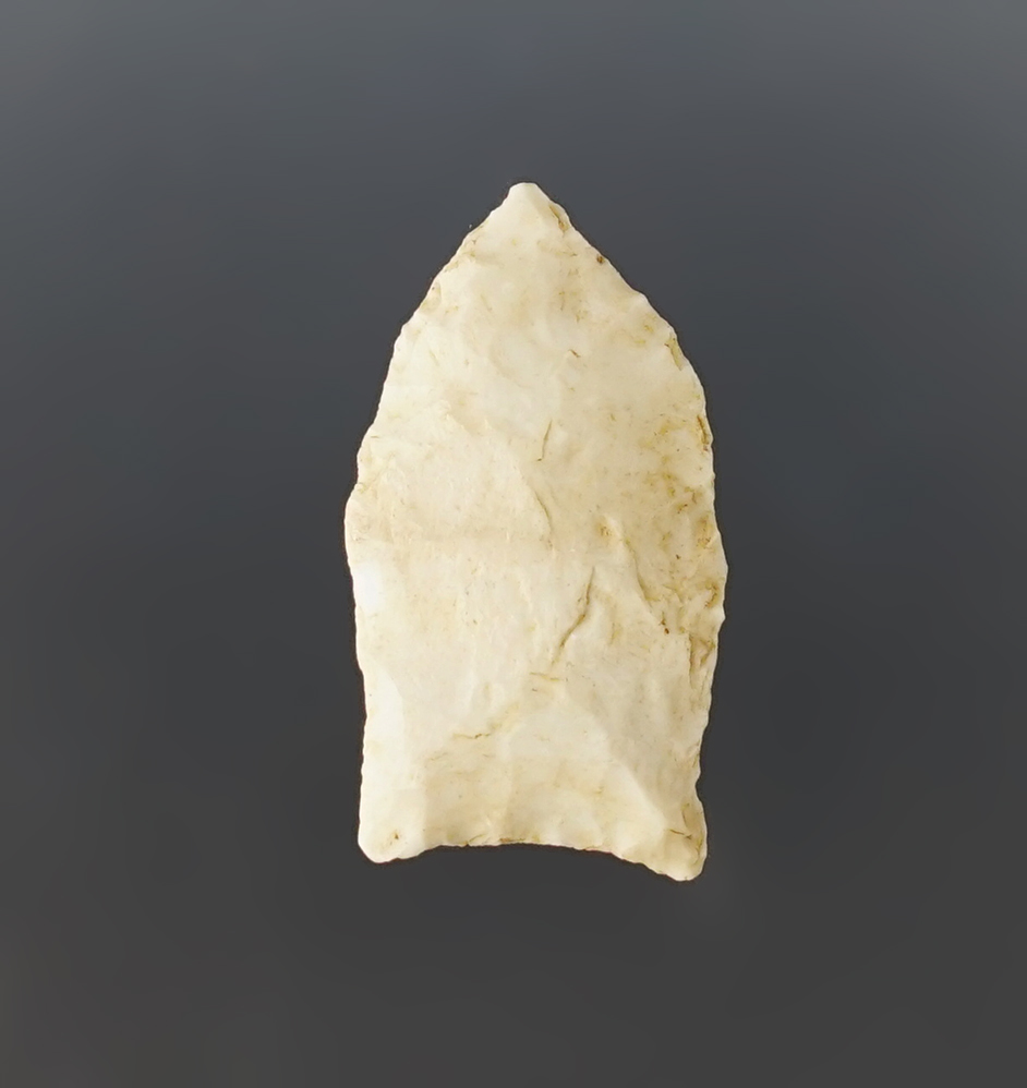 Nice 1 1/4" Arkabutla made from a cream colored chert. Found in Texarkana, East Texas.