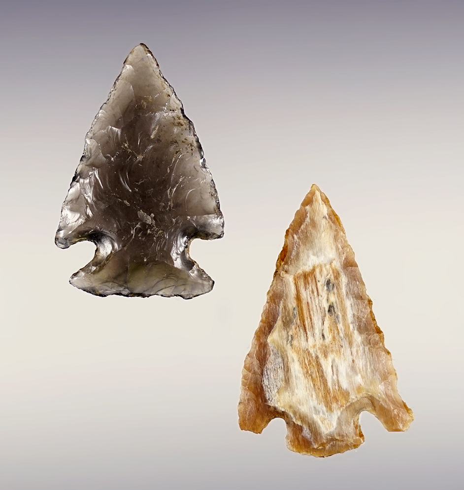 Pair of nice points found in in the 1960's near the Columbia River. The largest is 1 9/16".