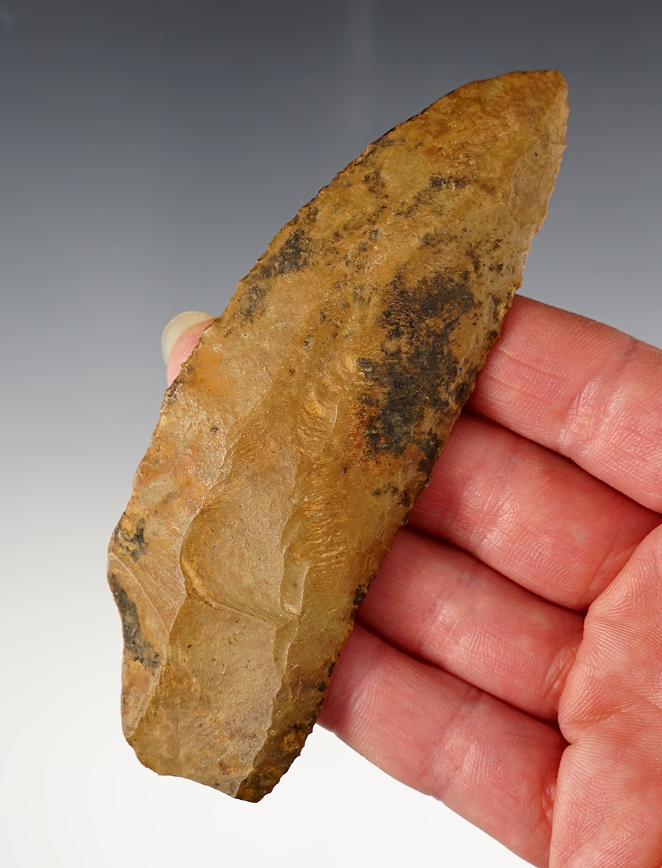 4 7/16" heavily patinated uniface Knife found in Tennessee.