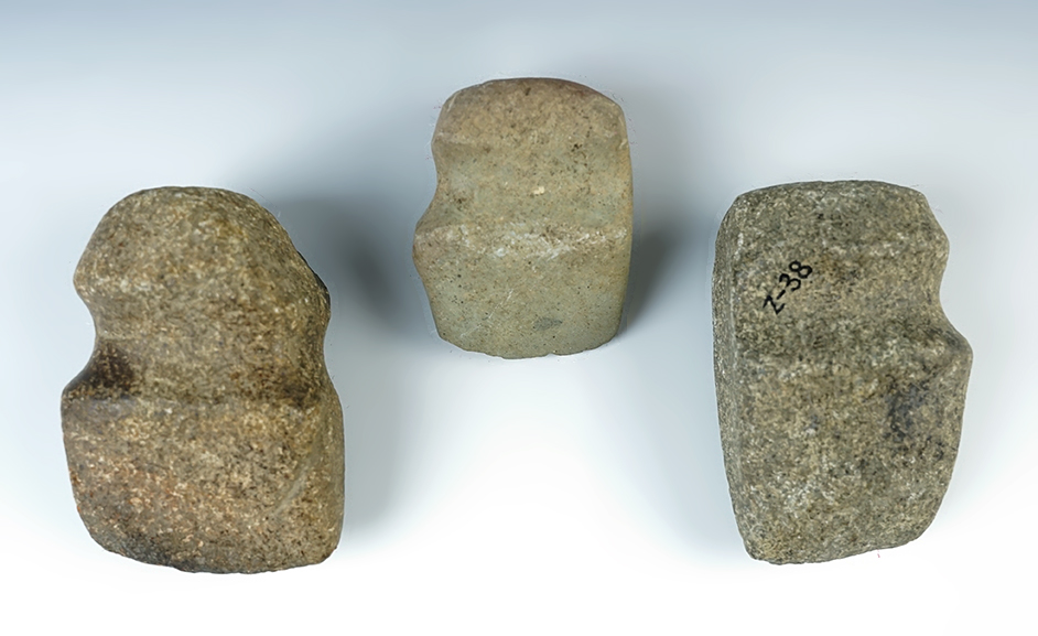 Set of 3 Ohio 3/4 Groove Axes made from Hardstone. The largest is 3 3/4".