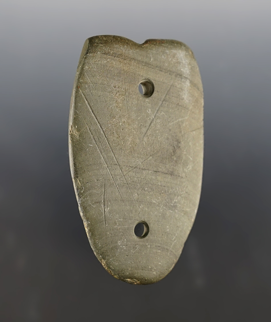 Anciently salvaged 3" Gorget found in Erie Co., Ohio.