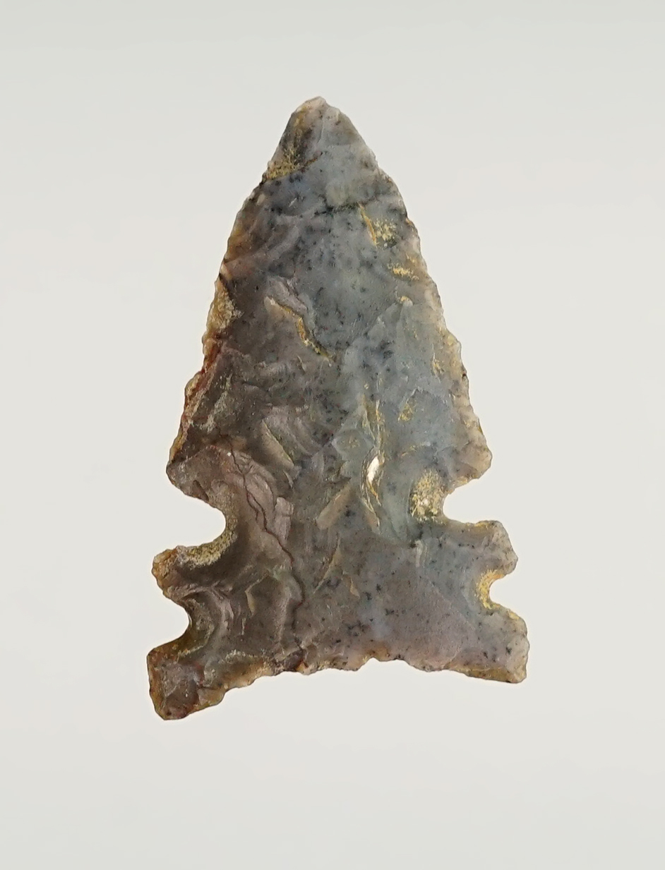 Unique 7/8" Double Notched Colorado point found by Louis Brunke between 1895 & 1930. COA. 