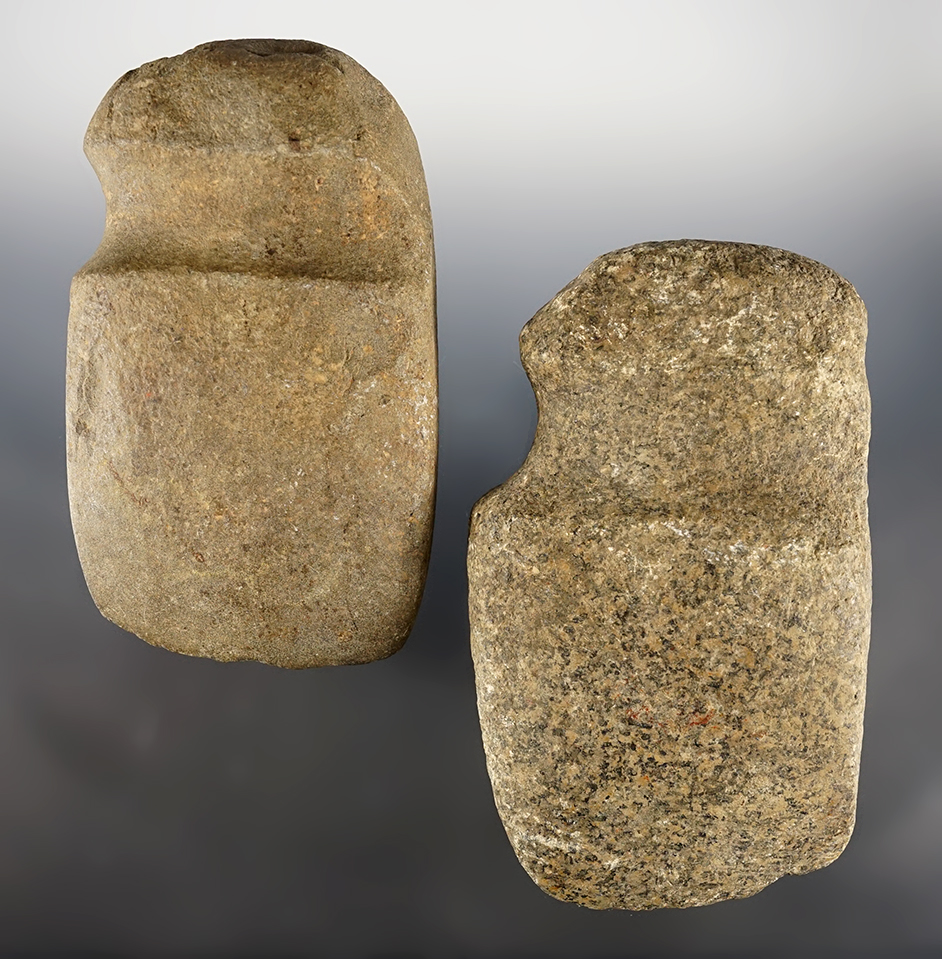 Pair of nice 3/4 Groove Axes found in Macon Co., Illinois. The largest is 5 3/8".