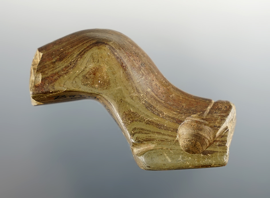 Unique 2 3/8" Birdstone that was anciently salvaged at the break on the body. Found in Indiana.