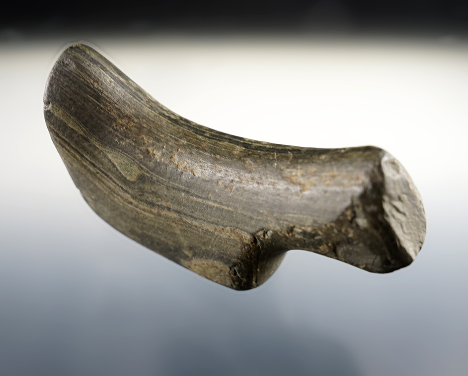 Well shaped 3 1/2" Birdstone Preform made from Banded Slate found in Allen Co., Indiana. 