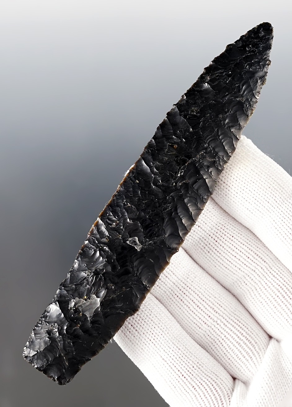 Sale Highlight! 4 11/16" Paleo Eden made from Obsidian. Recovered in Harney Co., Oregon. 