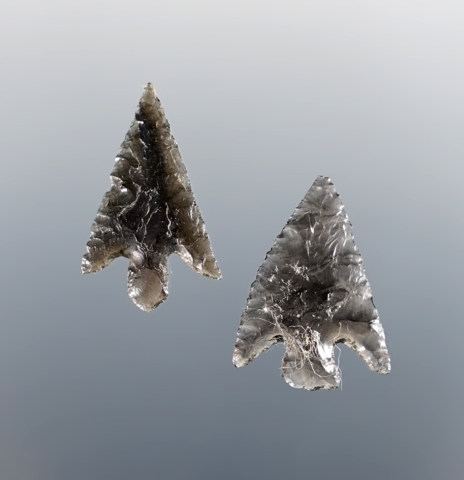 Pair of nice Obsidian points found near the Columbia River, Oregon in the 1960's. 