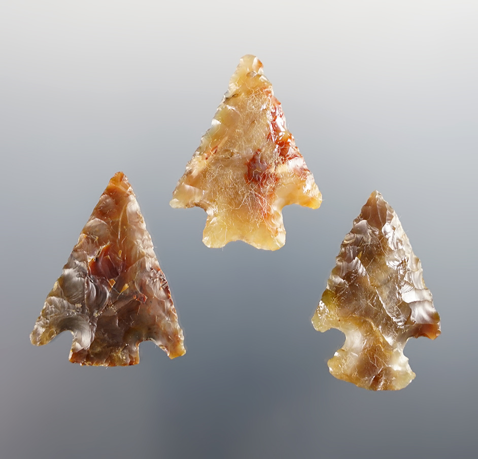 Set of 3 colorful points found near the Columbia River in the Washington/Oregon area.