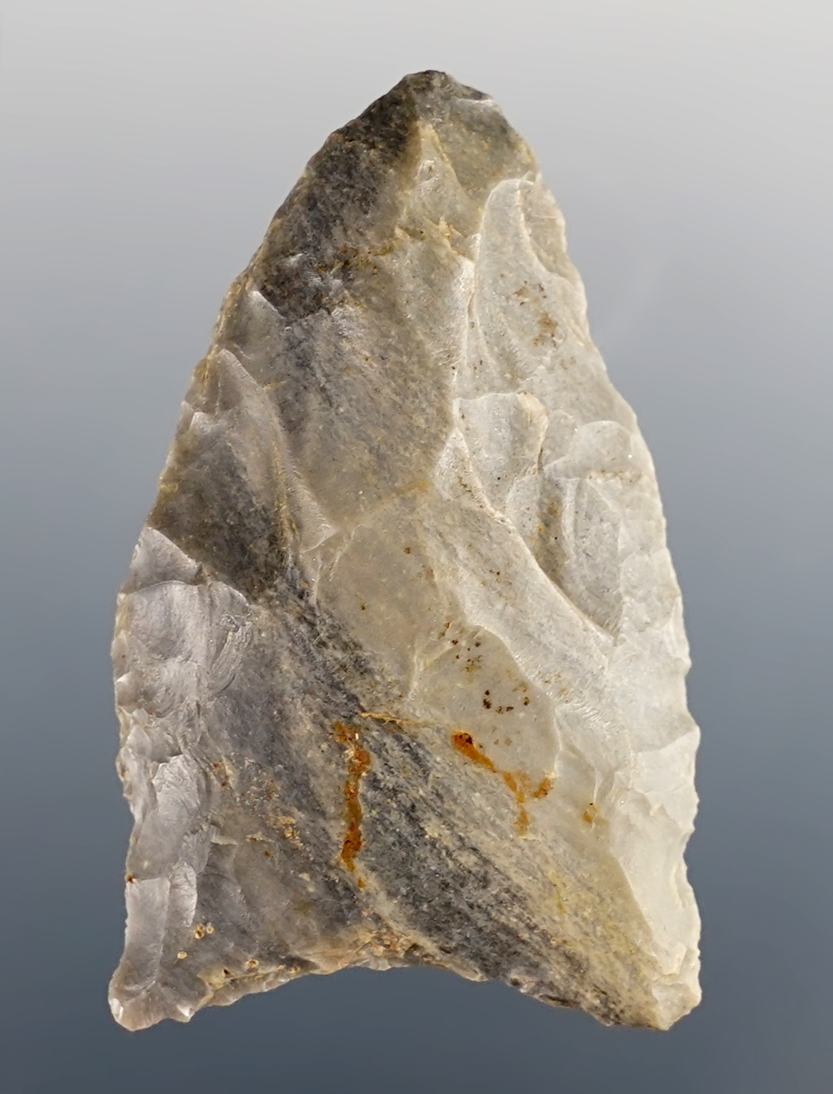 1 11/16" Paleo Meserve made from Edwards Plateau Flint. Found in northeast Oklahoma. 