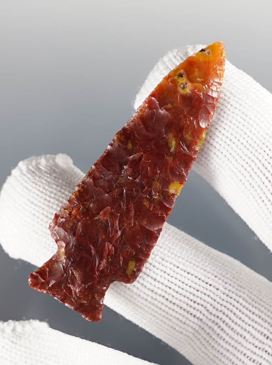 Superb! 2 3/16" Chilcotin Plateau that is finely made from red Agate. Bennett COA.