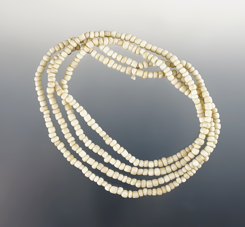 29" Strand of white Seed Beads found at the Power House Site in Lima, New York.