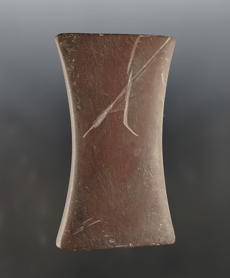 3 5/8" undrilled Pendant or Gorget made from Slate. Found in Crawford Co., Ohio. Ex. Turner.