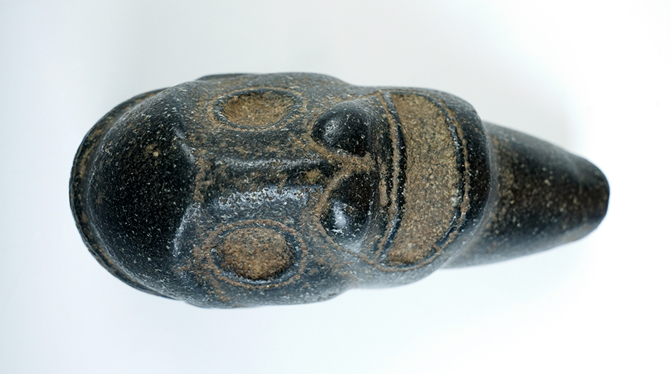 Fine 8" Taino Macorix Head made from patinated Diorite. Ex. Frank Toplak, Sadofsky. Puttera COA.