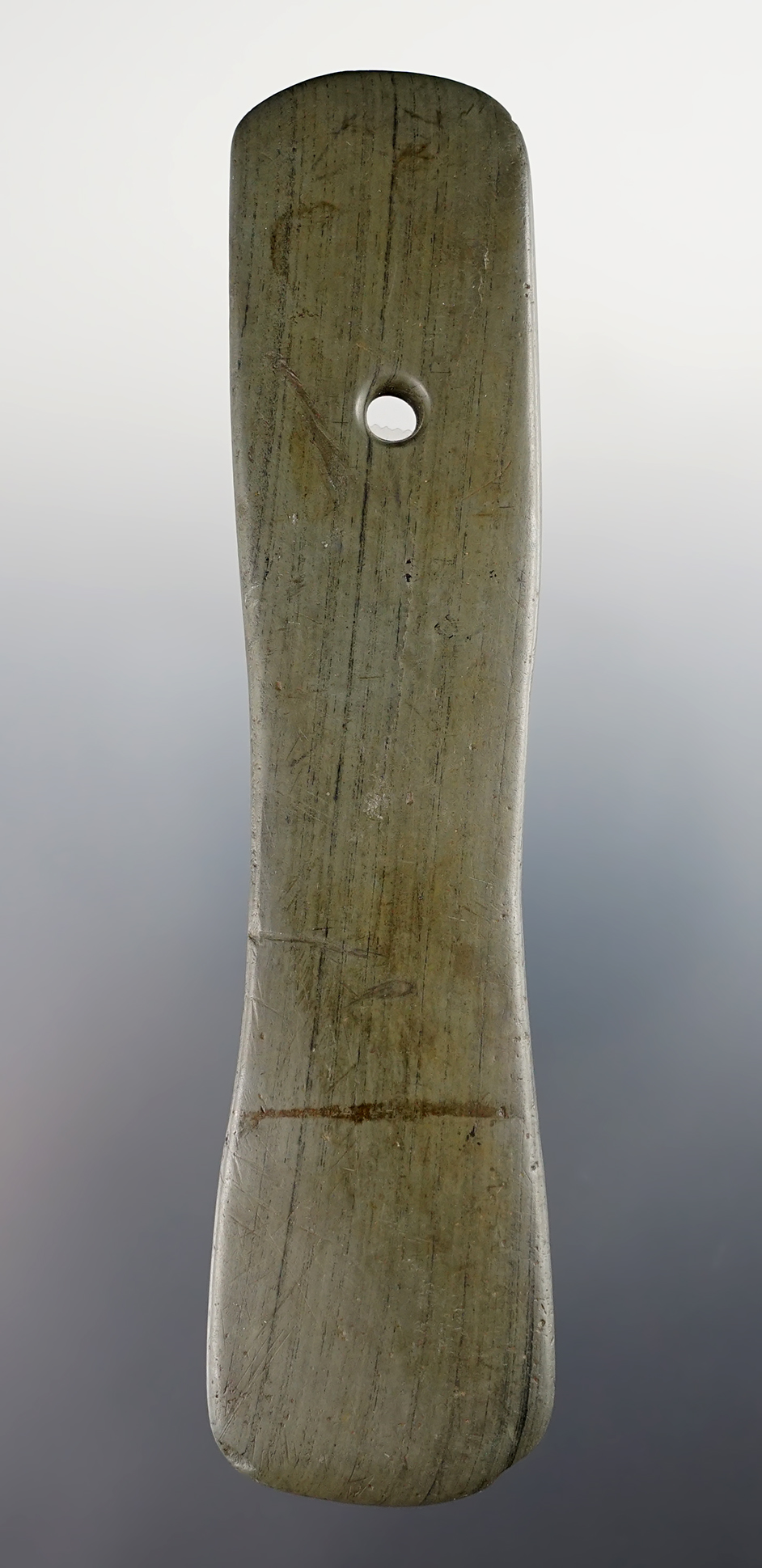 5 3/16" Glacial Slate Pendant. Found near Greenford, south of Youngstown, Ohio. Bennett COA. 