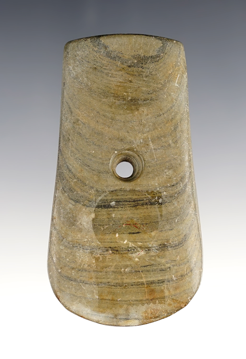 3 3/8" Keyhole Pendant found in Wyandot Co., Ohio by Brian Llyod. Ex. David Root, #3220S. 