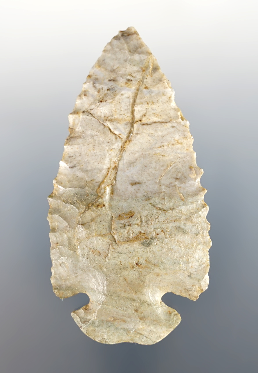 2 13/16" Dovetail made from well patinated Indiana Green (Attica) Chert. Putnam Co., Indiana.