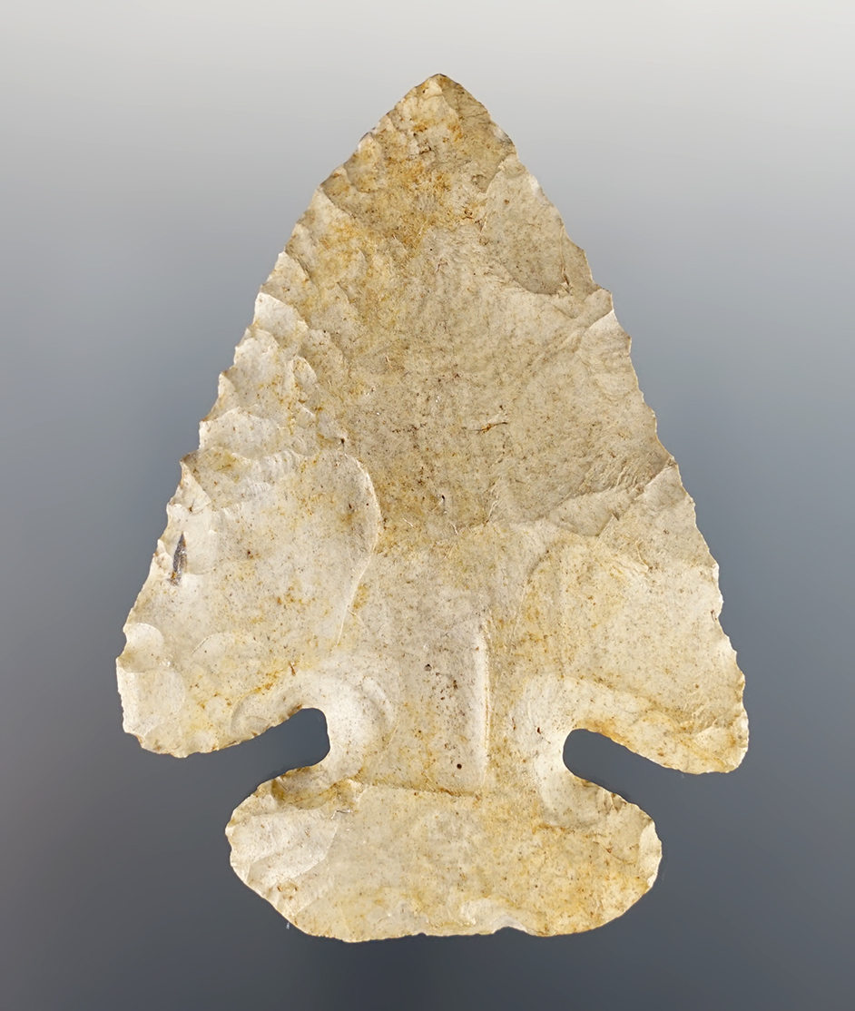 2 13/16" Thebes that is well patinated. Found in Warrick Co., Indiana. Ex. David Lutz collection.