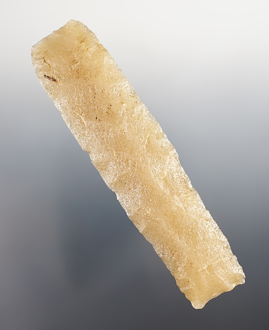 4 1/2"  Paleo Square Knife found in Wisconsin. Made from highly collectible Hixton Quartzite. COA.